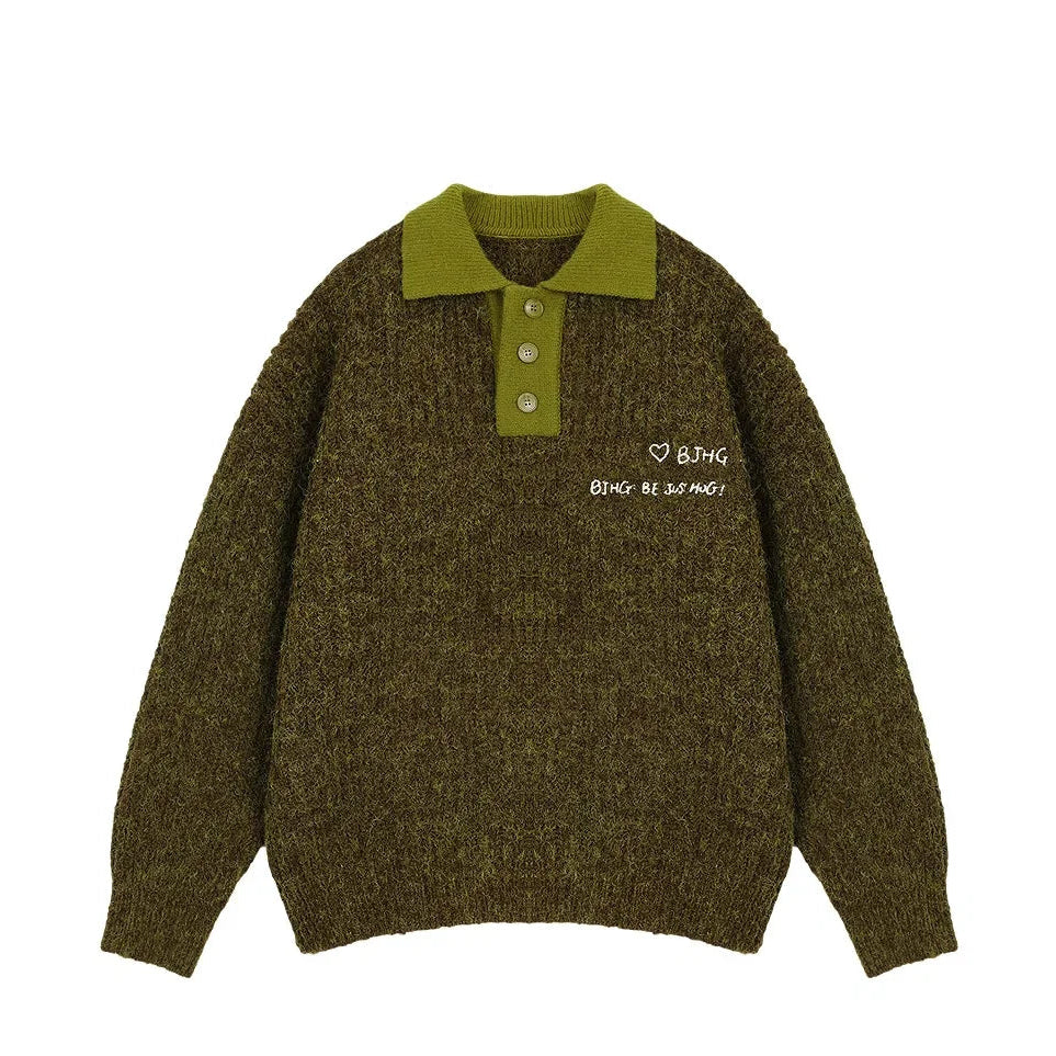 Pullover Polo Knit Sweater