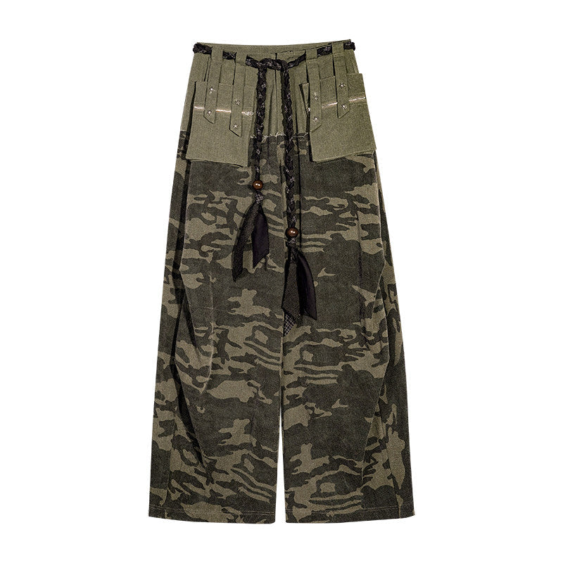 Heavy Craft Camouflage Multi-Pocket Wide Leg Cargo Pants