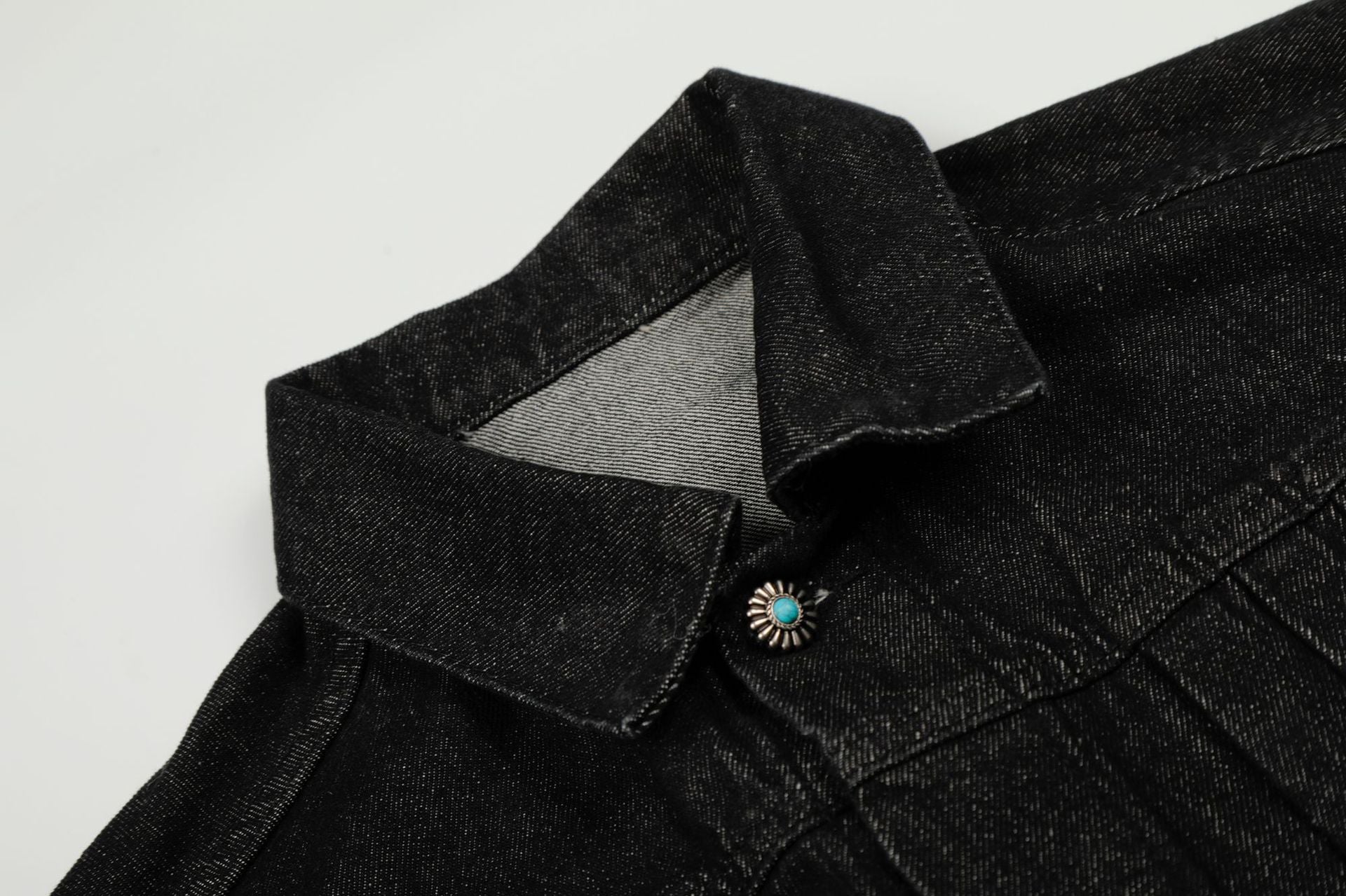 Raw Denim Pleats Metal Buckle Jacket