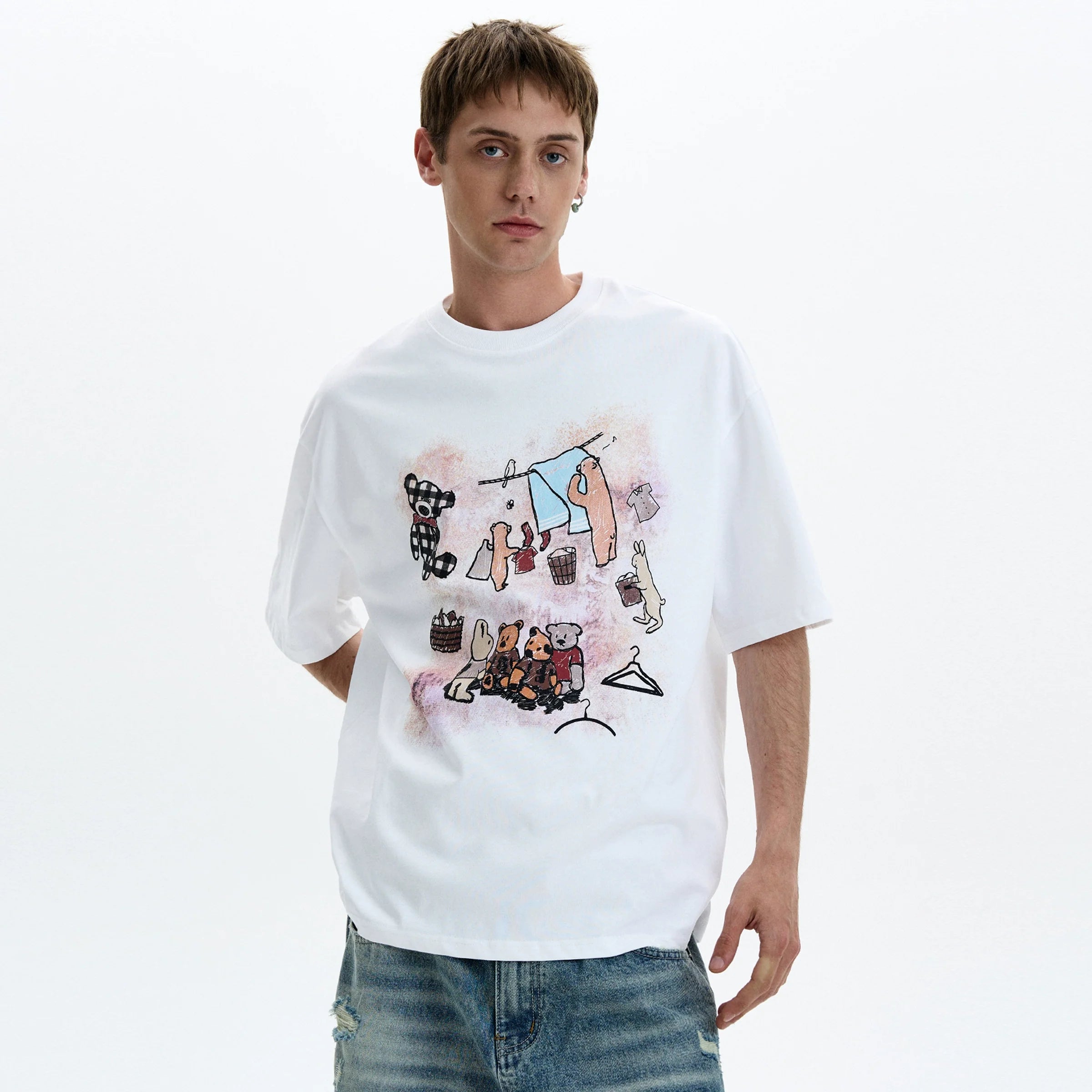 Vintage Distressed Printed Oversized T-shirt