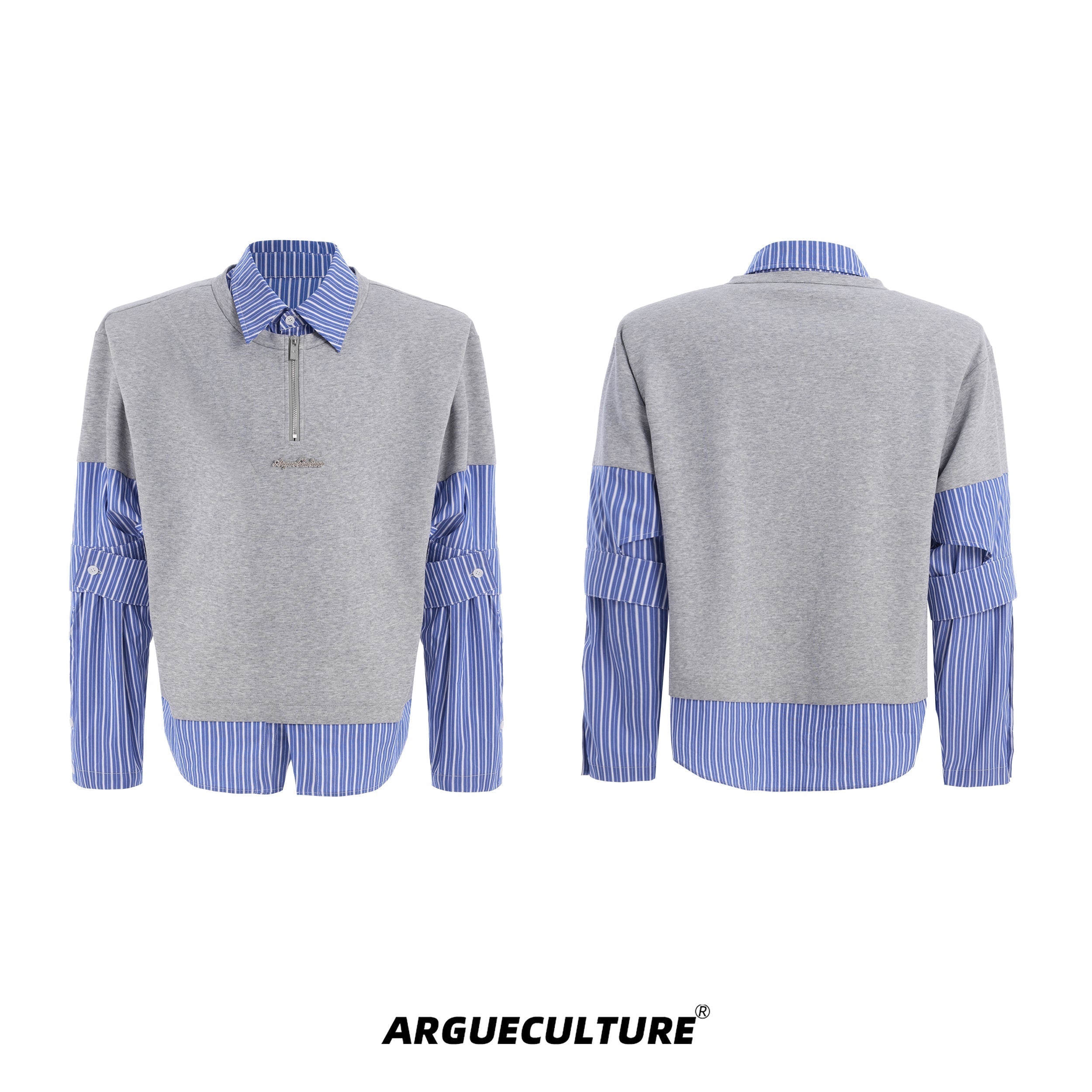 Fake Layered Stripe Long Sleeve Shirt