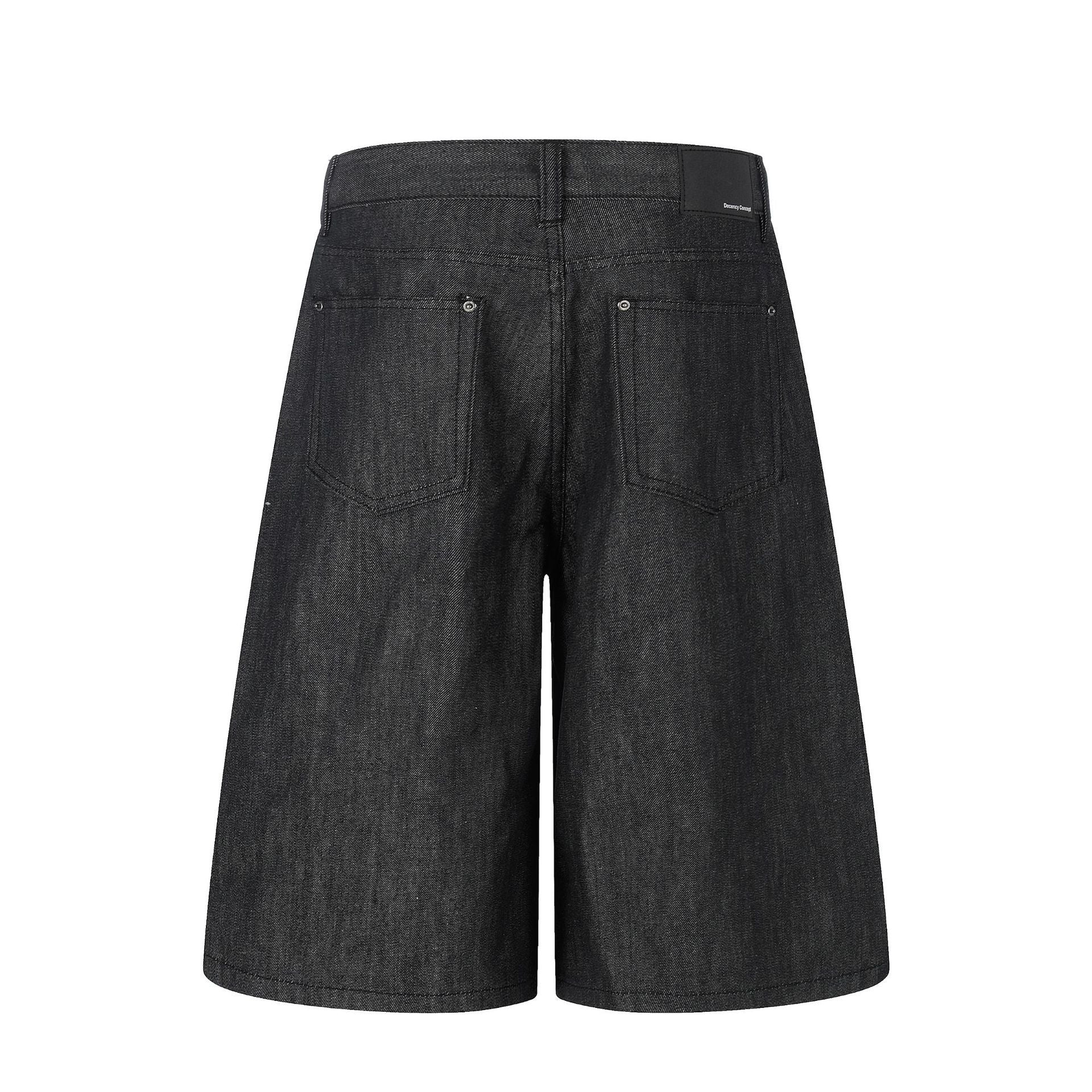 Raw Denim Rivet Wide Leg Jort
