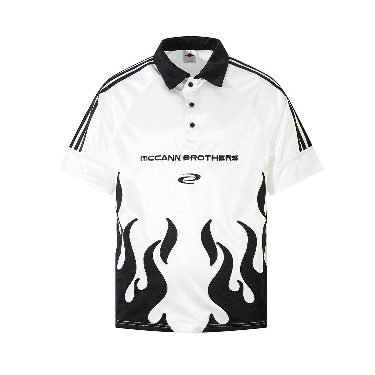 Stripe Flame Print Short Sleeve Shirt
