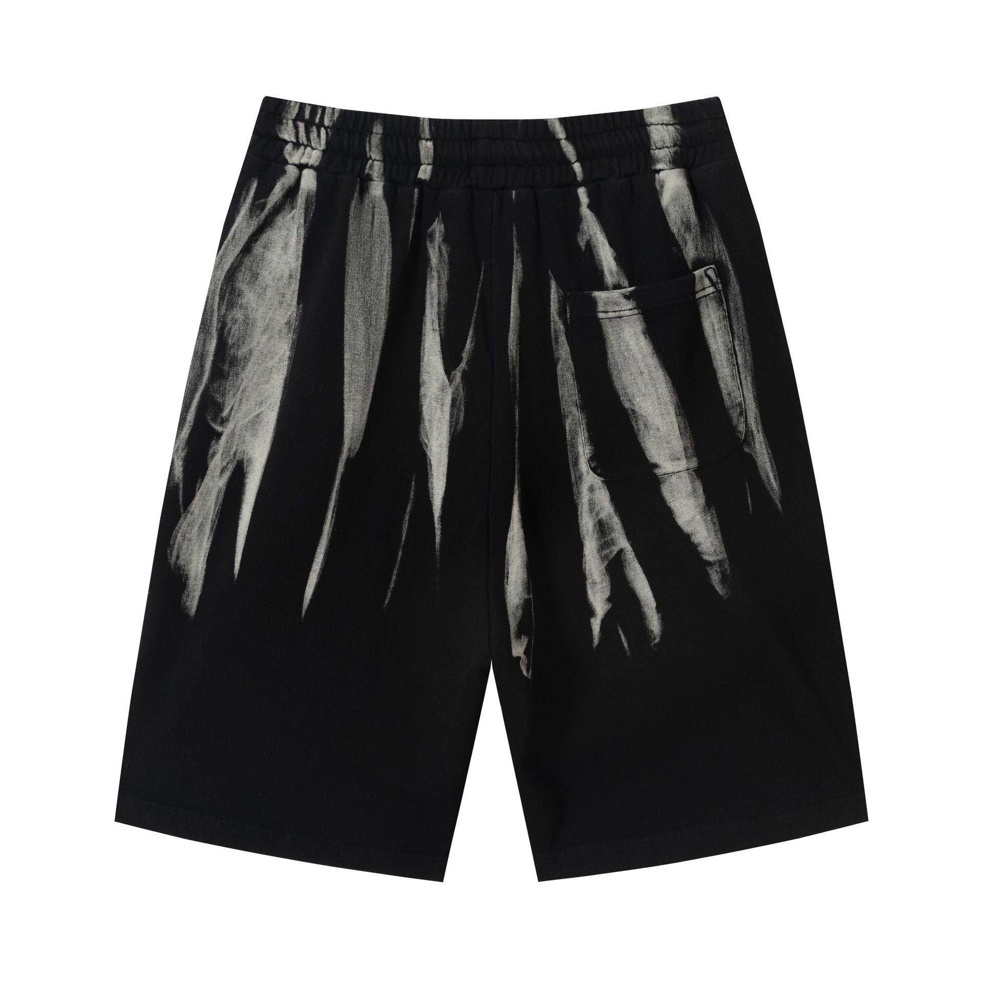 Drawstring Wash Tie-Dye Damage Half Sweatpants
