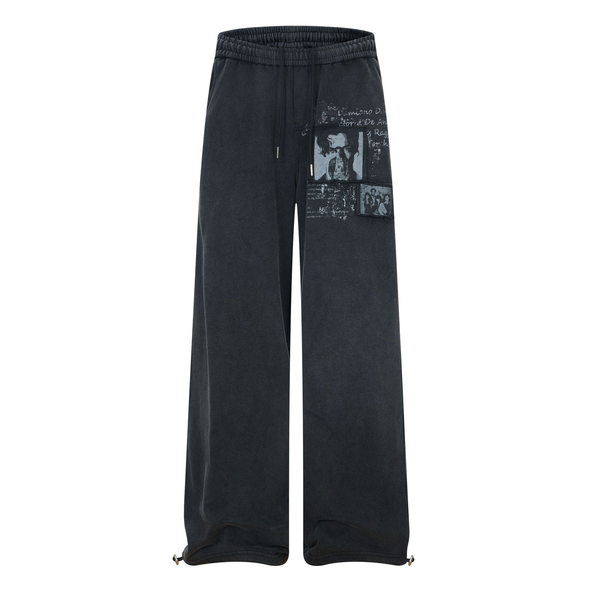 Washed Fade Graphic Wide Leg Sweatpants