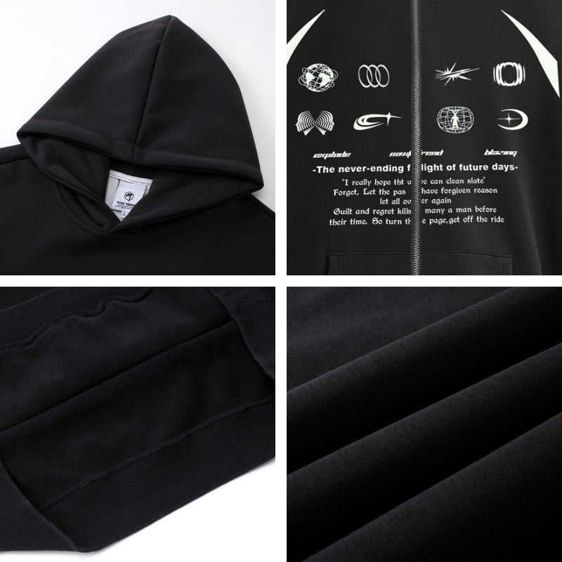 Letter Print Fleece Oversize Hoodie