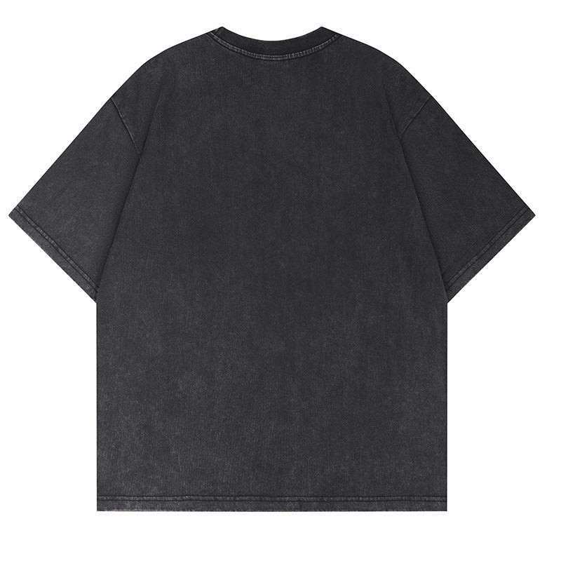 Washed Graphic Letter Print Short Sleeve T-Shirt