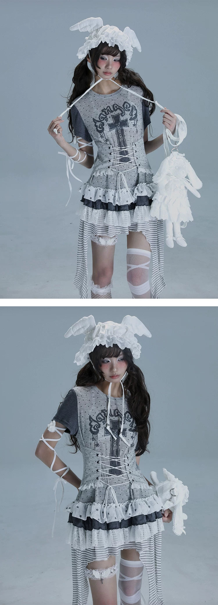 Asymmetric Ruffle Lace Dress