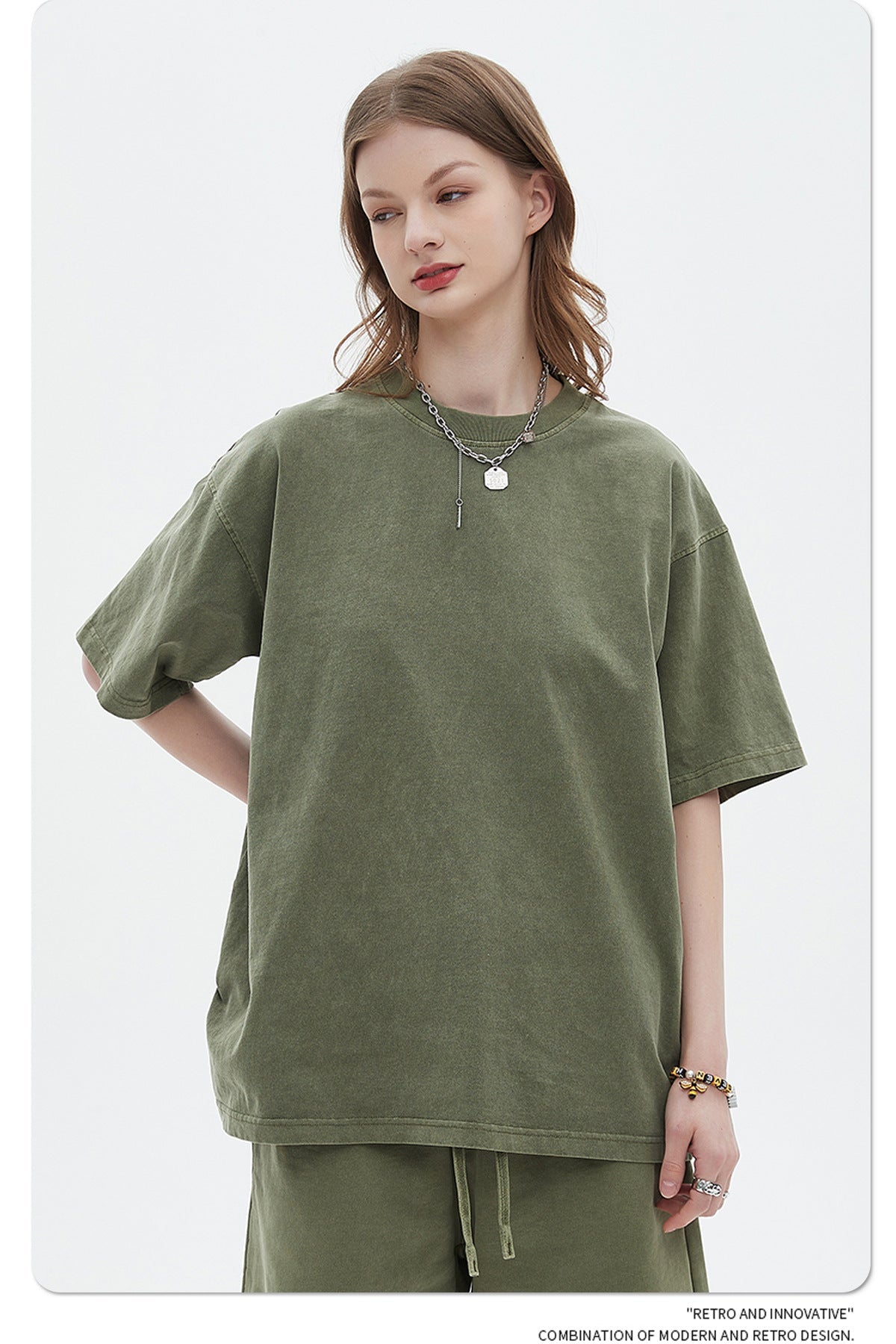 Oversize Washed Short-sleeve-T-shirt & Washed Short Sweatpants Setup