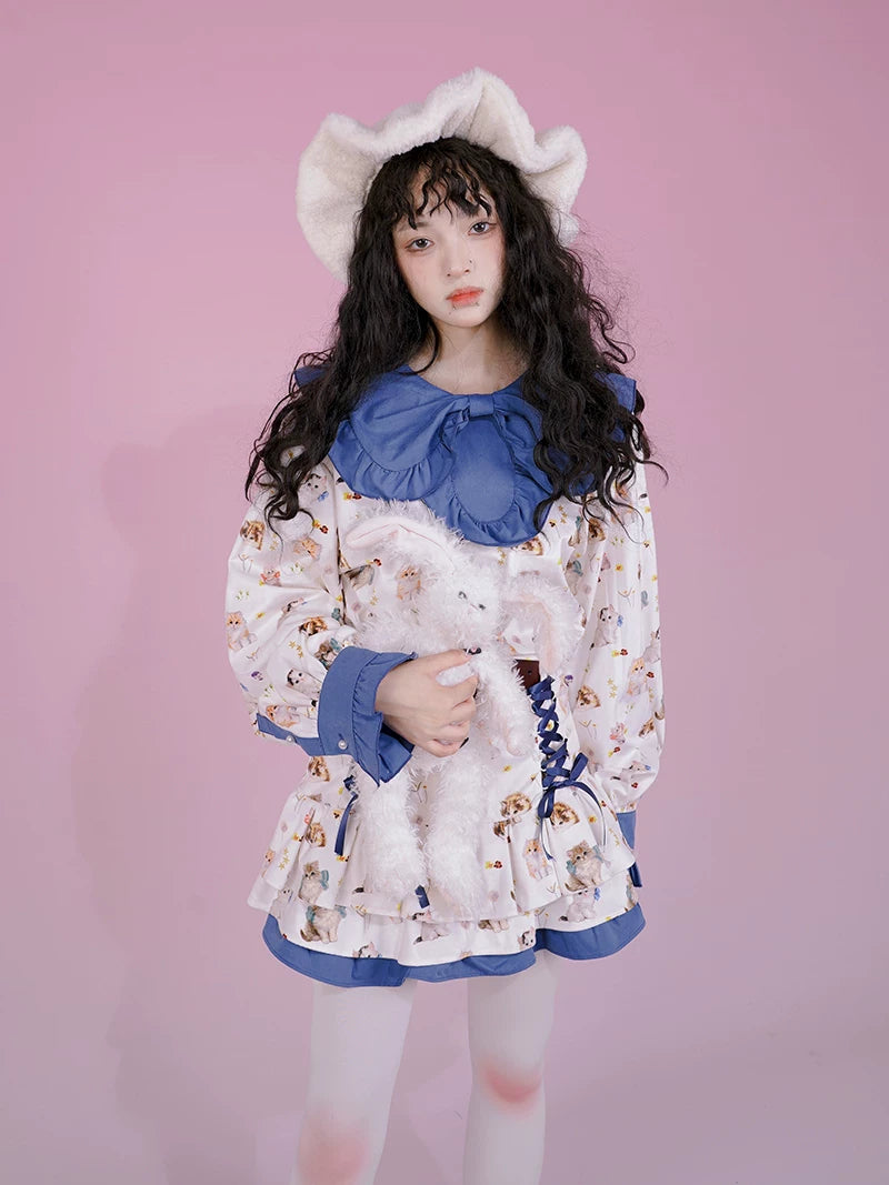 Flower Print Bow Skirt Na8271-K
