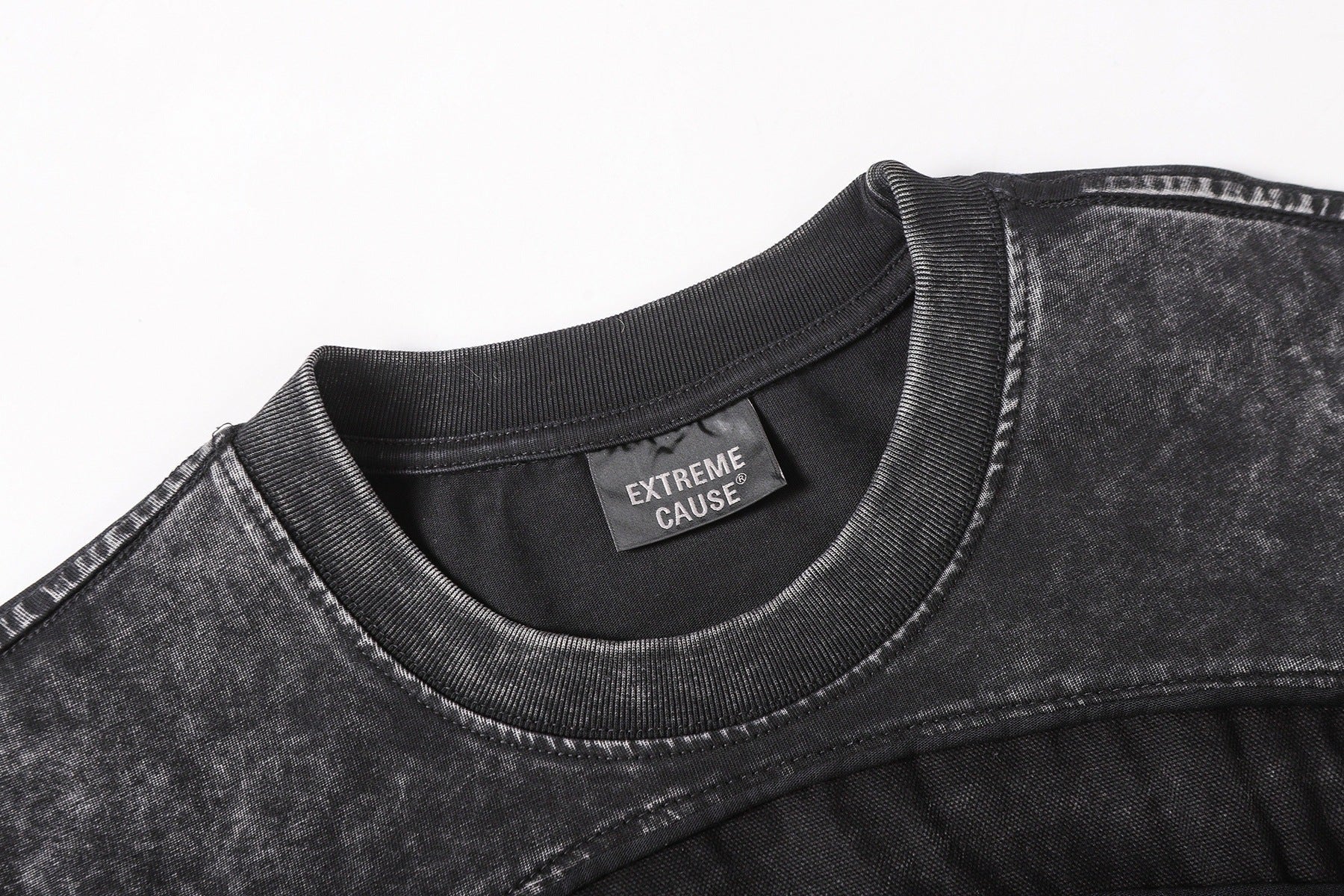 Washed Panel Design Short Sleeve T-Shirt