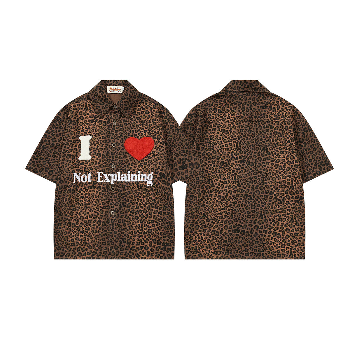 Leopard Heart Patch Short Sleeve Shirt
