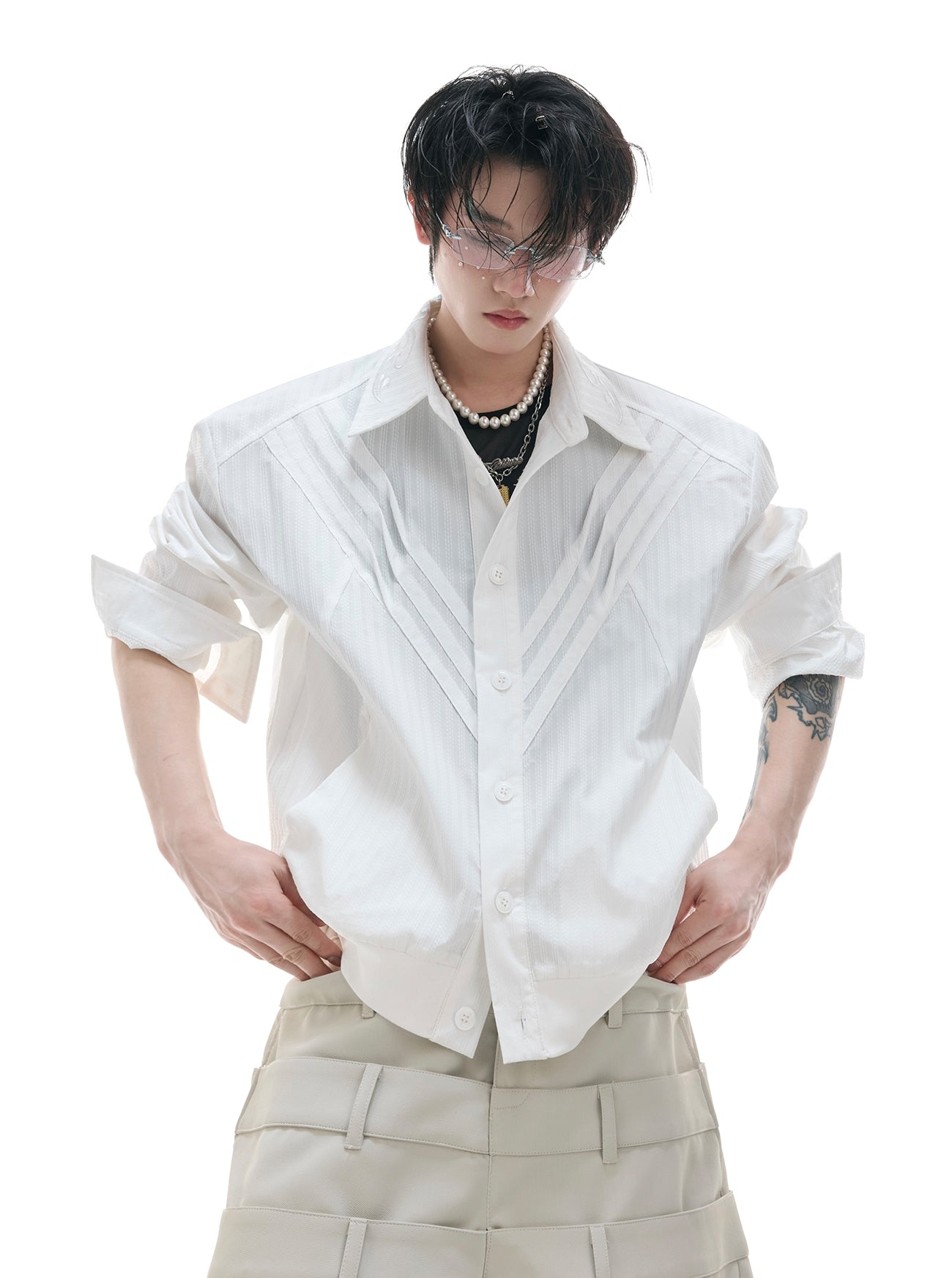 Anti-Wrinkle Embroidery Short Sleeve Shirt Jacket & Long Sleeve Shirt Jacket
