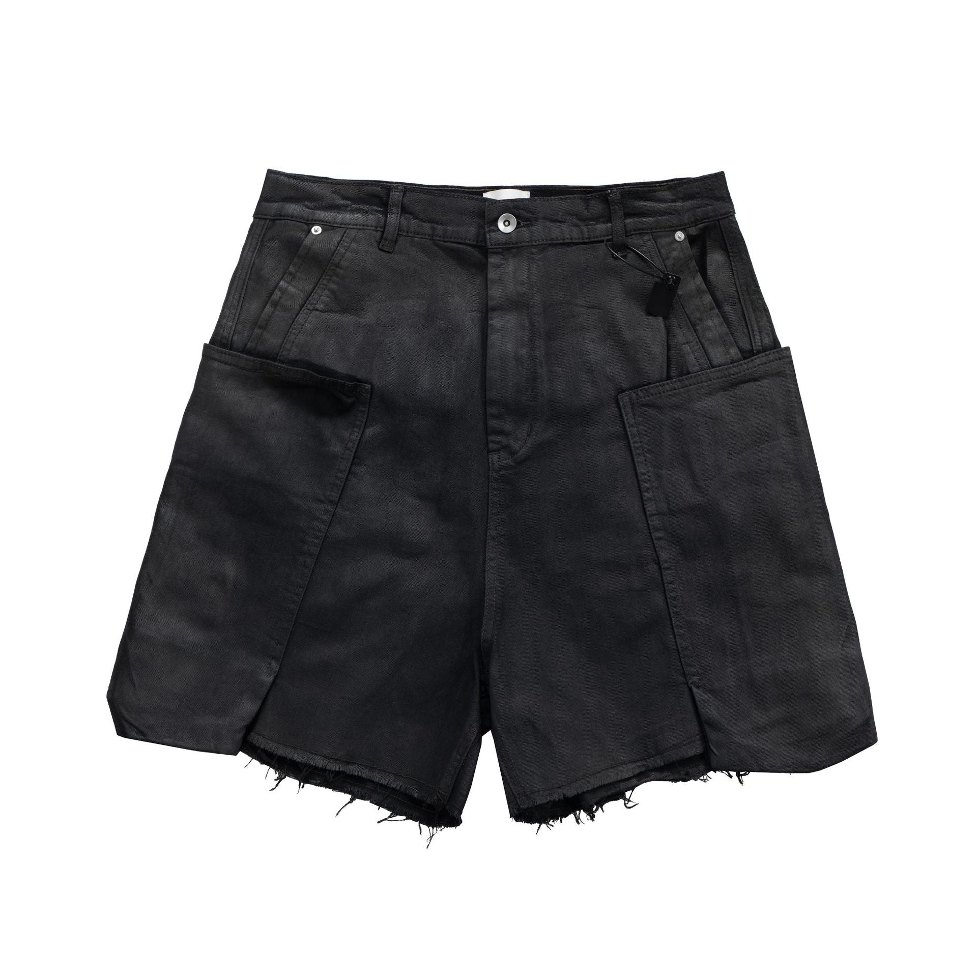 Washed Coating Cargo Pocket Denim Jort