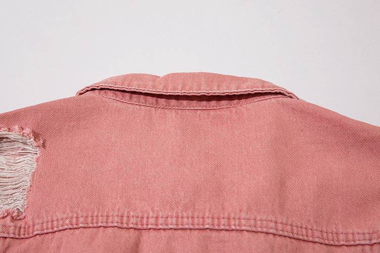 Chaqueta vaquera corta desgastada