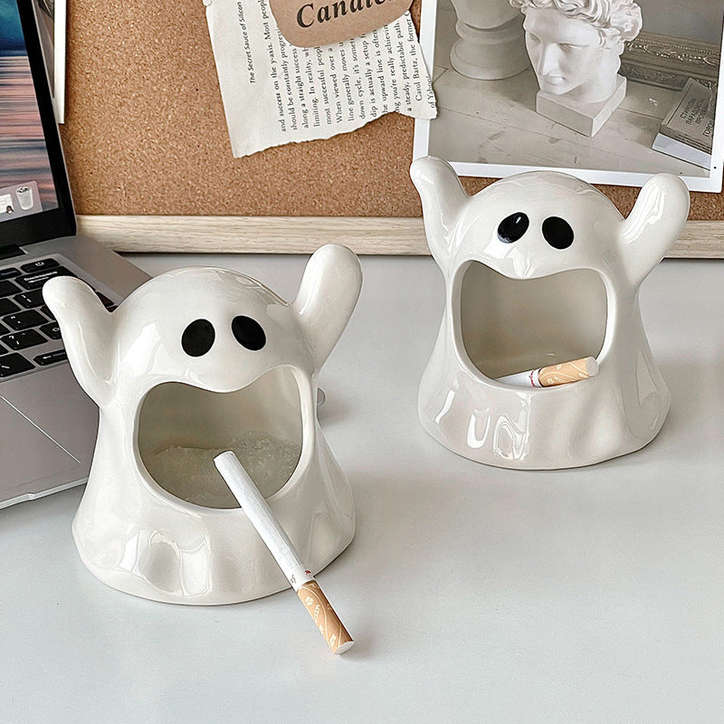 Ceramic Ghost Ashtray – Cute Spooky Halloween Home Decor