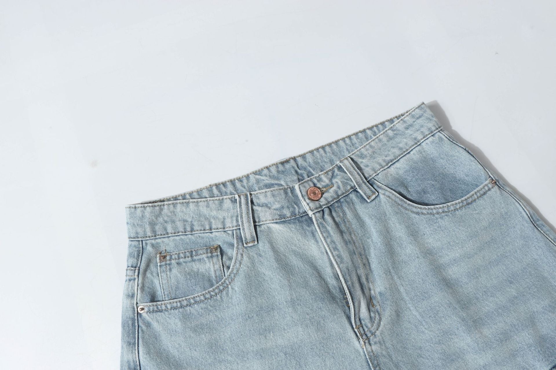 Washed Multi-Pocket Denim Jort