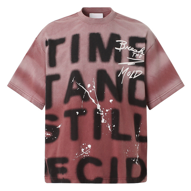 Washed Graffiti Letter Short-Sleeved T-shirt - MADXMARX
