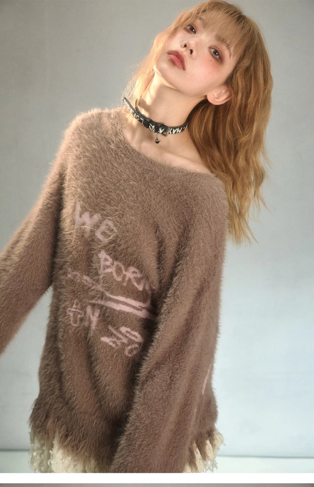 Graffiti Jacquard Oversize Pullover Knit Sweater