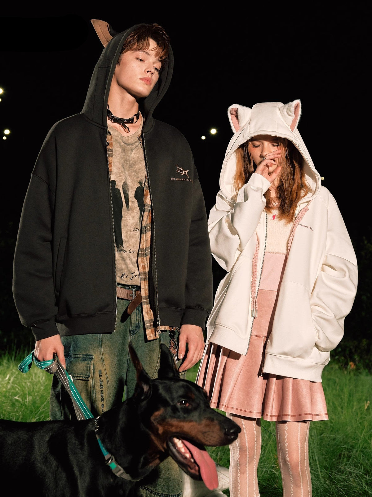 Ear Fleece Oversize Zipper Hoodie