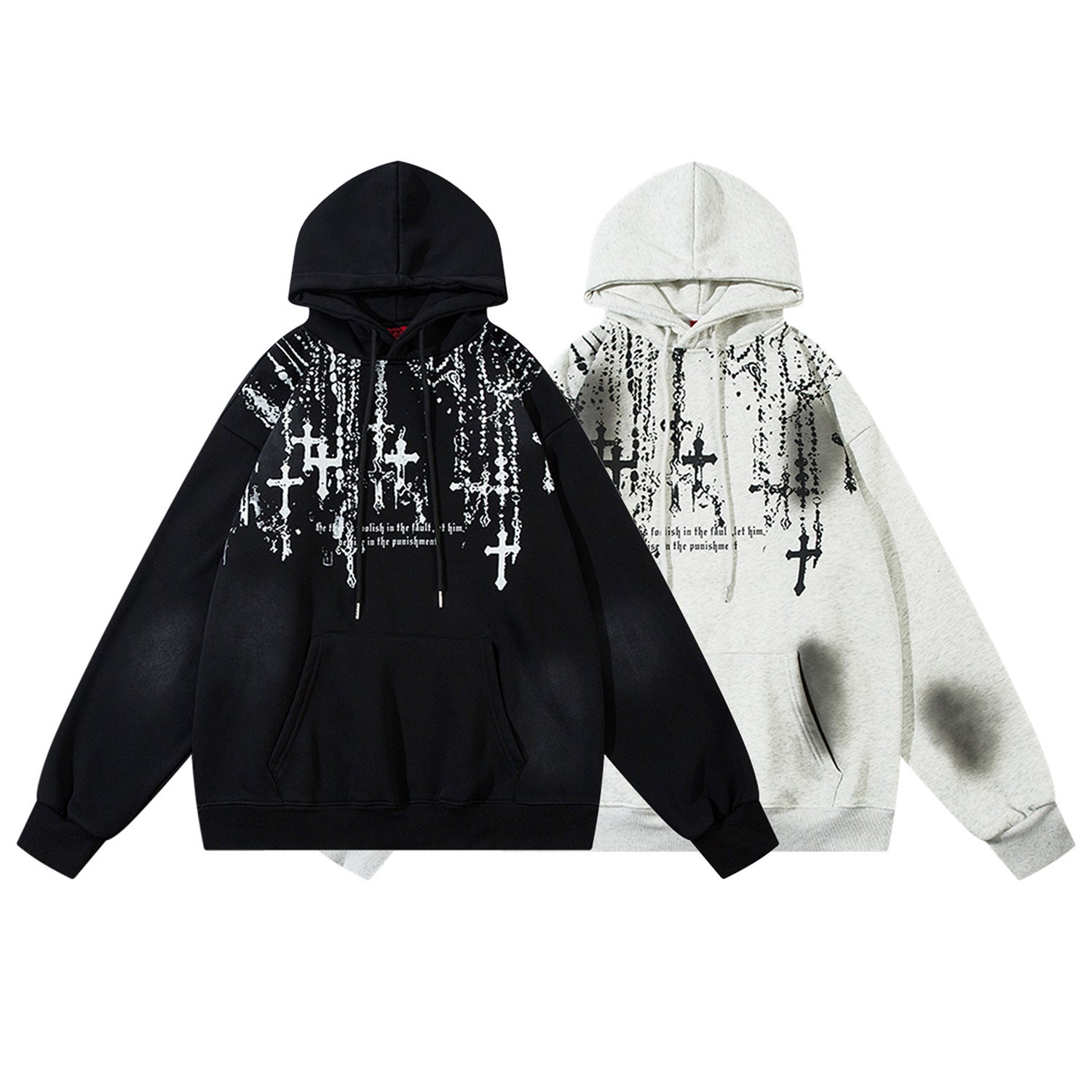 Spray-Paint Cross Pullover Hoodie