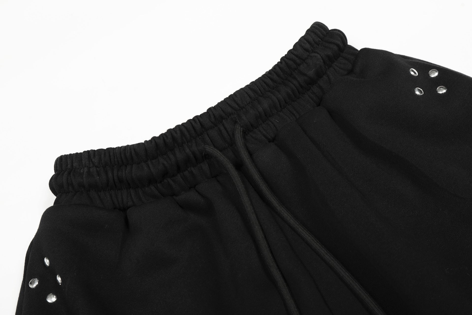 Washed Studs Number Print Wide Leg Pants