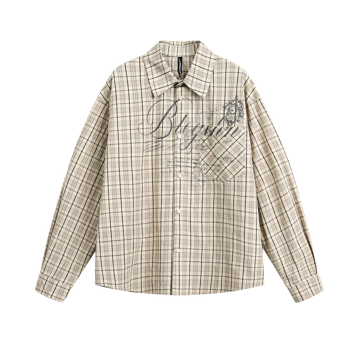 Plaid Letter Print Long Sleeve Shirt