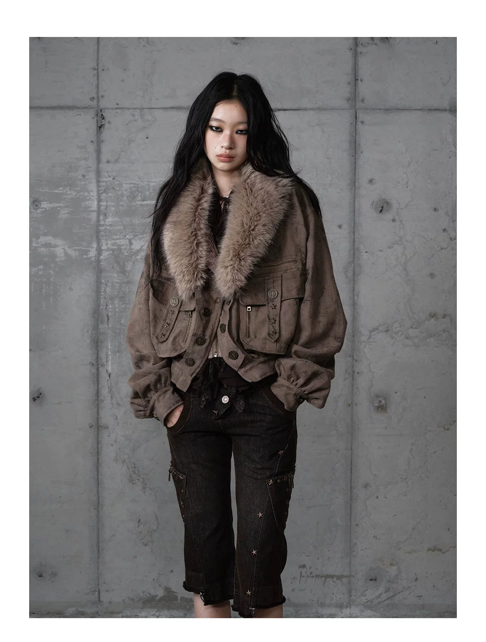 Patchwork Plaid Punk Work Jacket