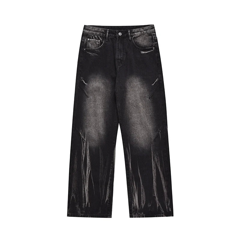 Flare Straight-Leg Drape Denim Jeans
