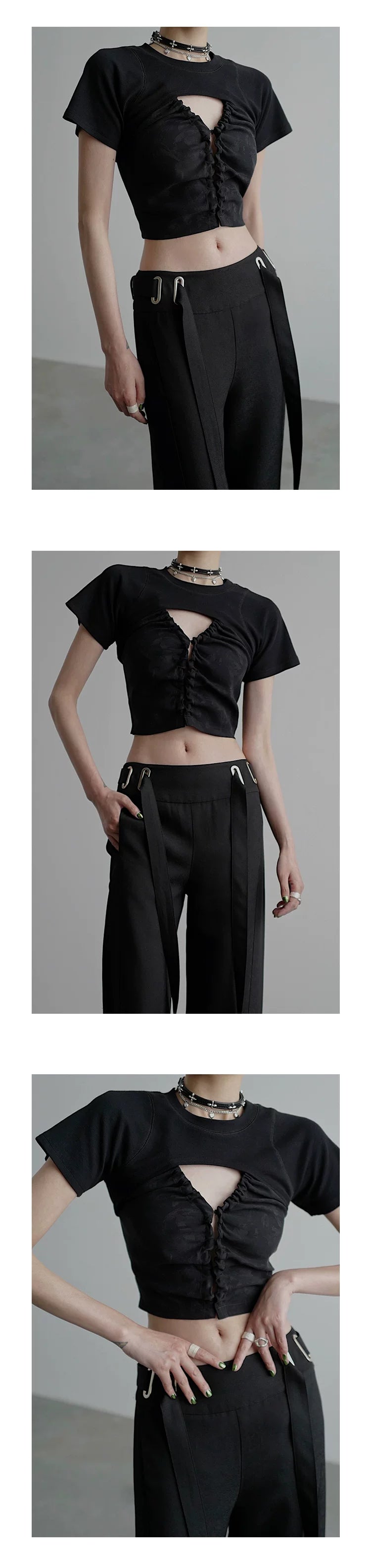 Zipper Tube Top & Short Sleeve T-Shirt