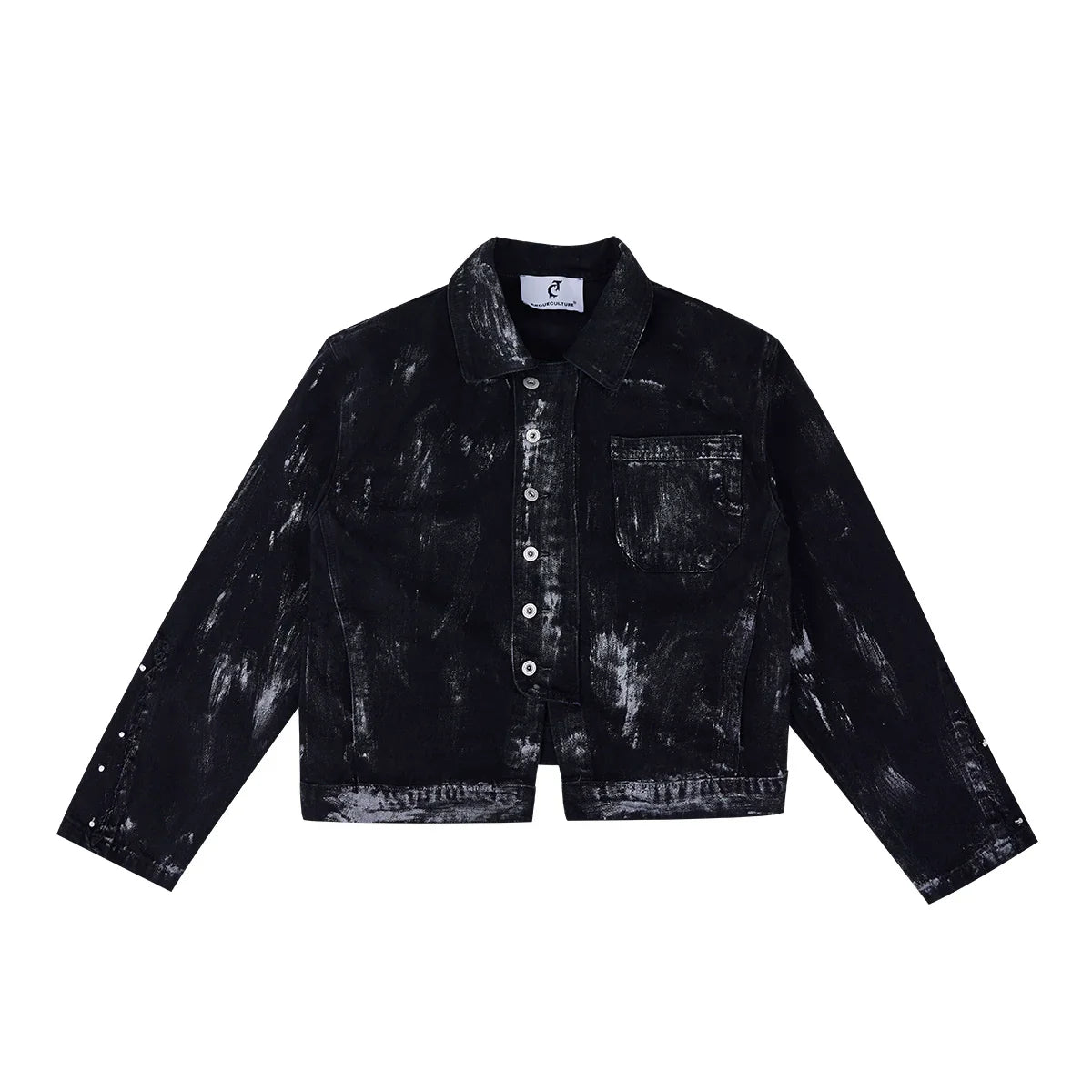 Metal Rivet Design Damage Denim Jacket & Damage Flare Denim Jeans Setup