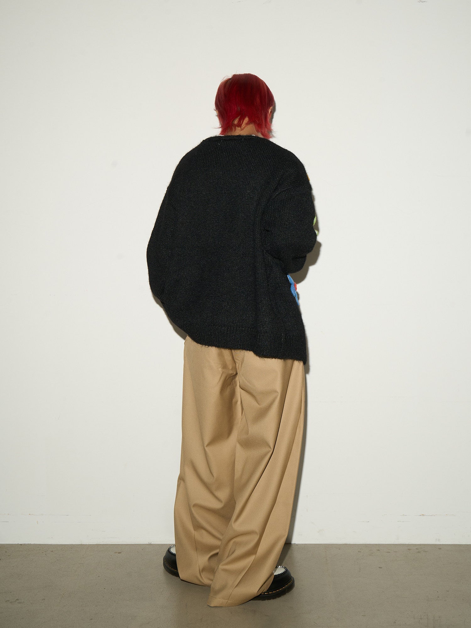 Double Pleats Elastic Waist Straight Trousers