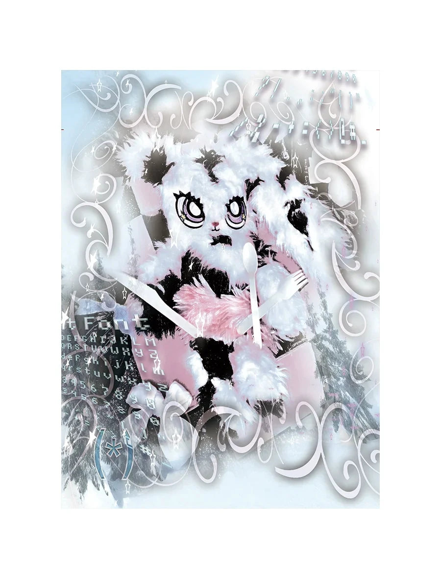 Sweat à capuche oversize à motif lapin avec fermeture éclair