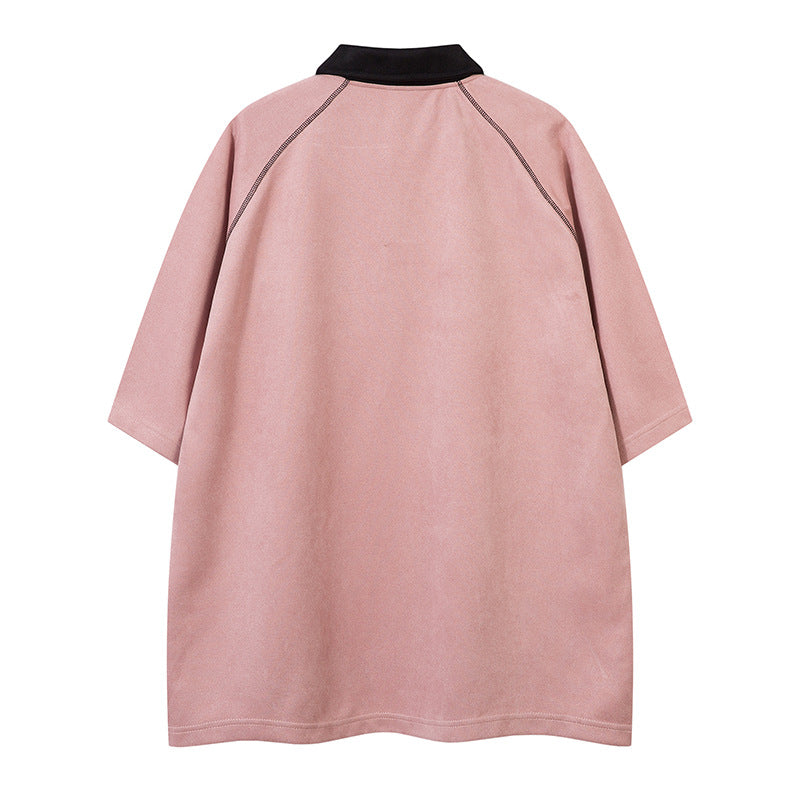 Roll-neck Embroidered Polo T-shirt