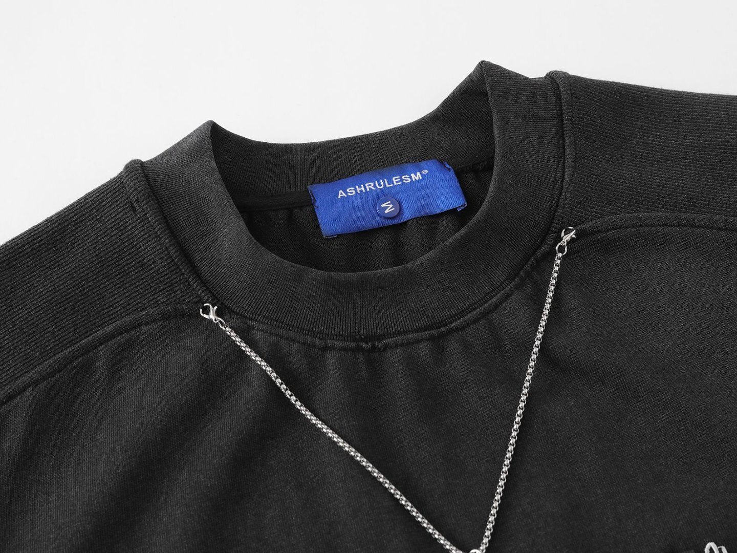 Necklece Design Heavyweight Washed Oversize Short Sleeve T-Shirt