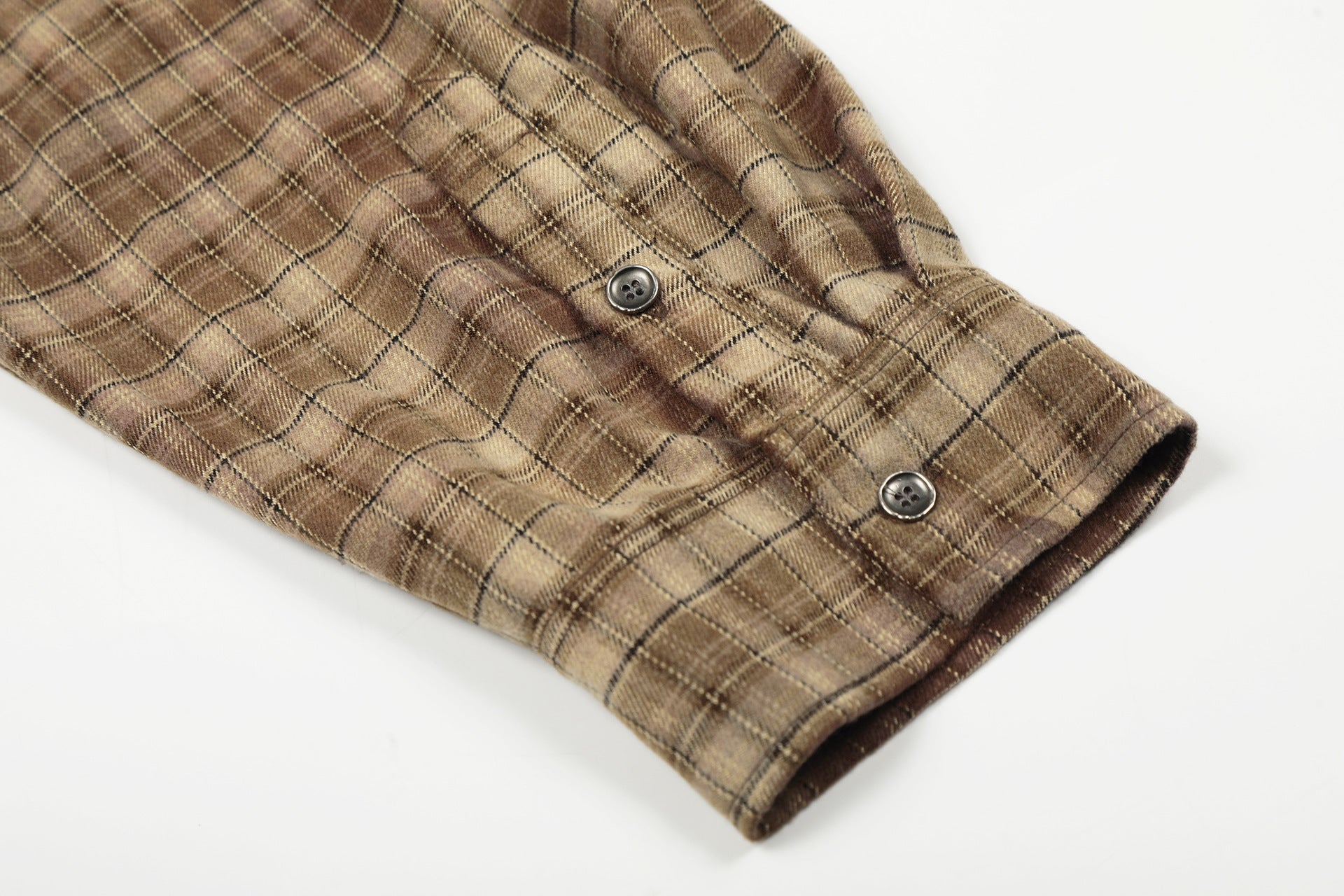 Plaid Washed Damage Long Sleeve Shirt