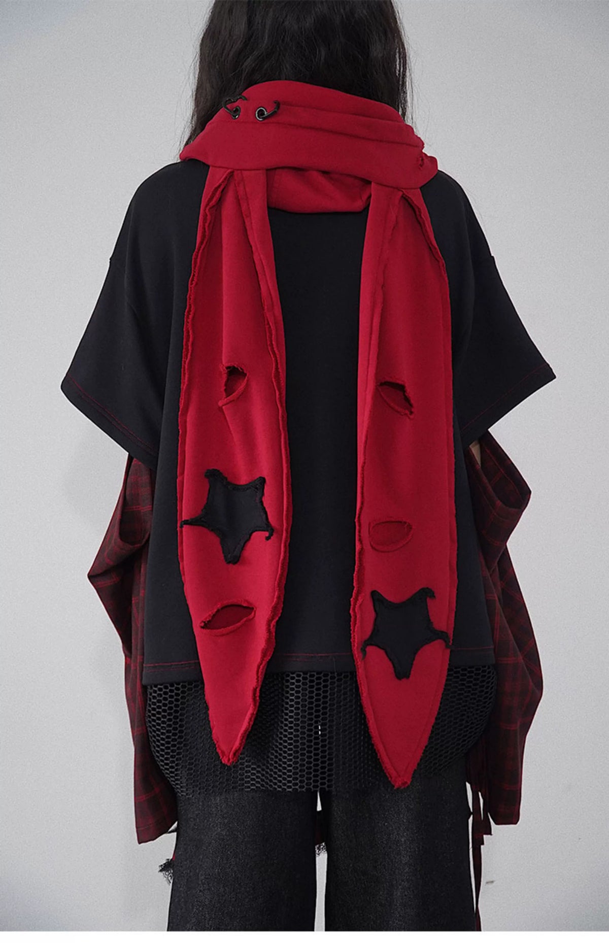 Red & Black Star Hat Scarf