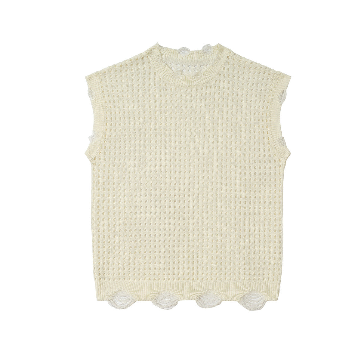 Mesh Damage Design Knit Vest