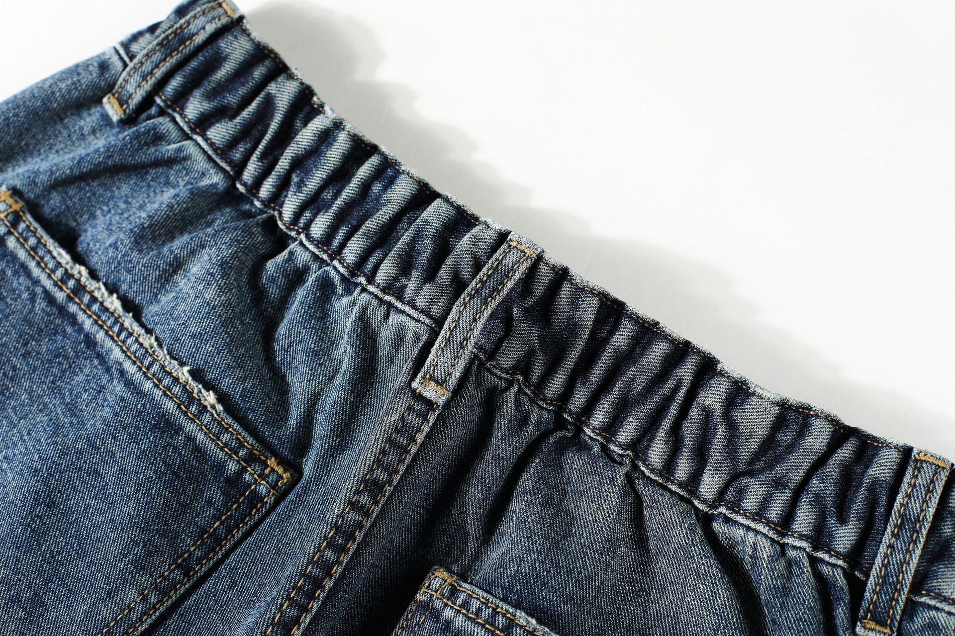 Washed Pleats Patchwork Wide Leg Denim Jeans
