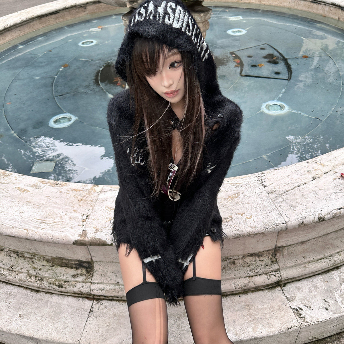 Thick Fake Mink Fur Hooded Short Jacket