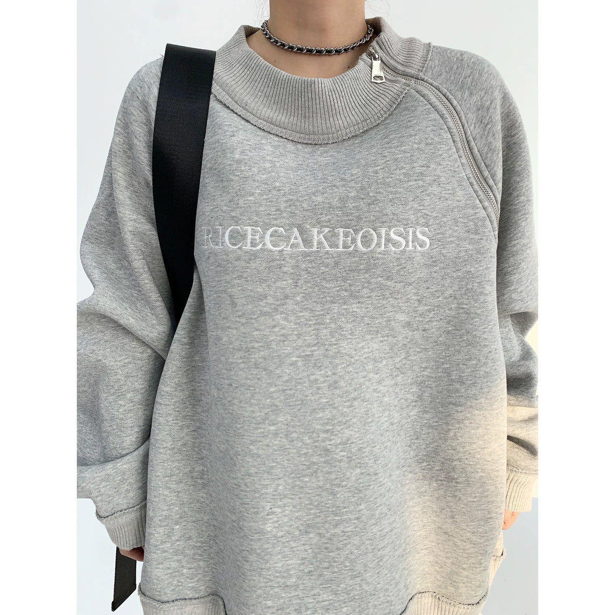 Side Zipper Design Oversized Heavyweight Sweatshirt
