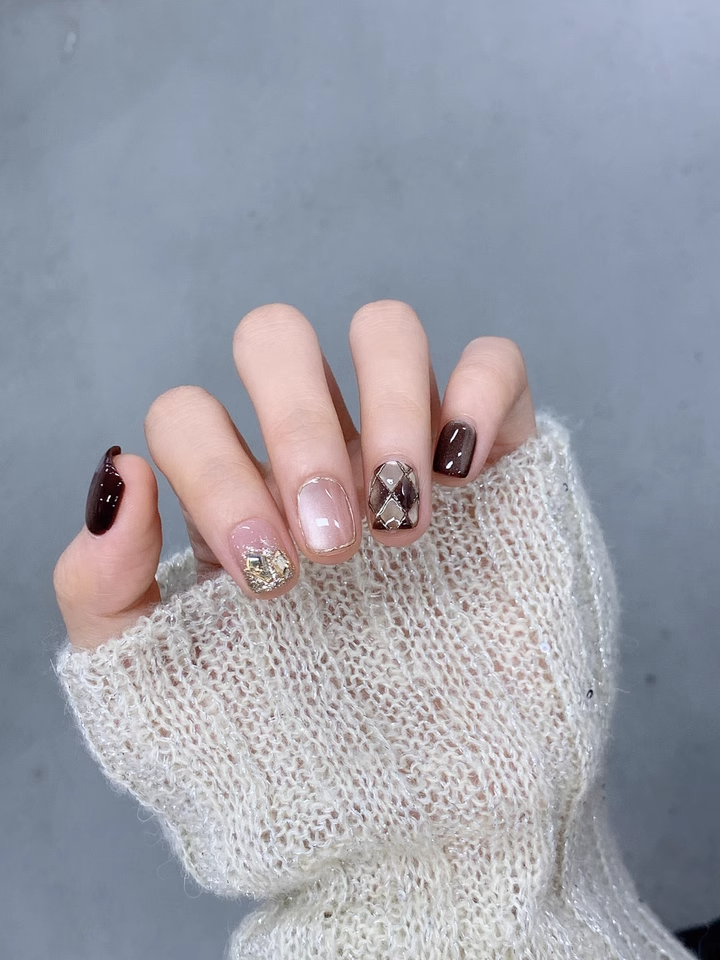 Spring nails - Belle Plaid Wearable High-End Sense Pure Handmade Nails