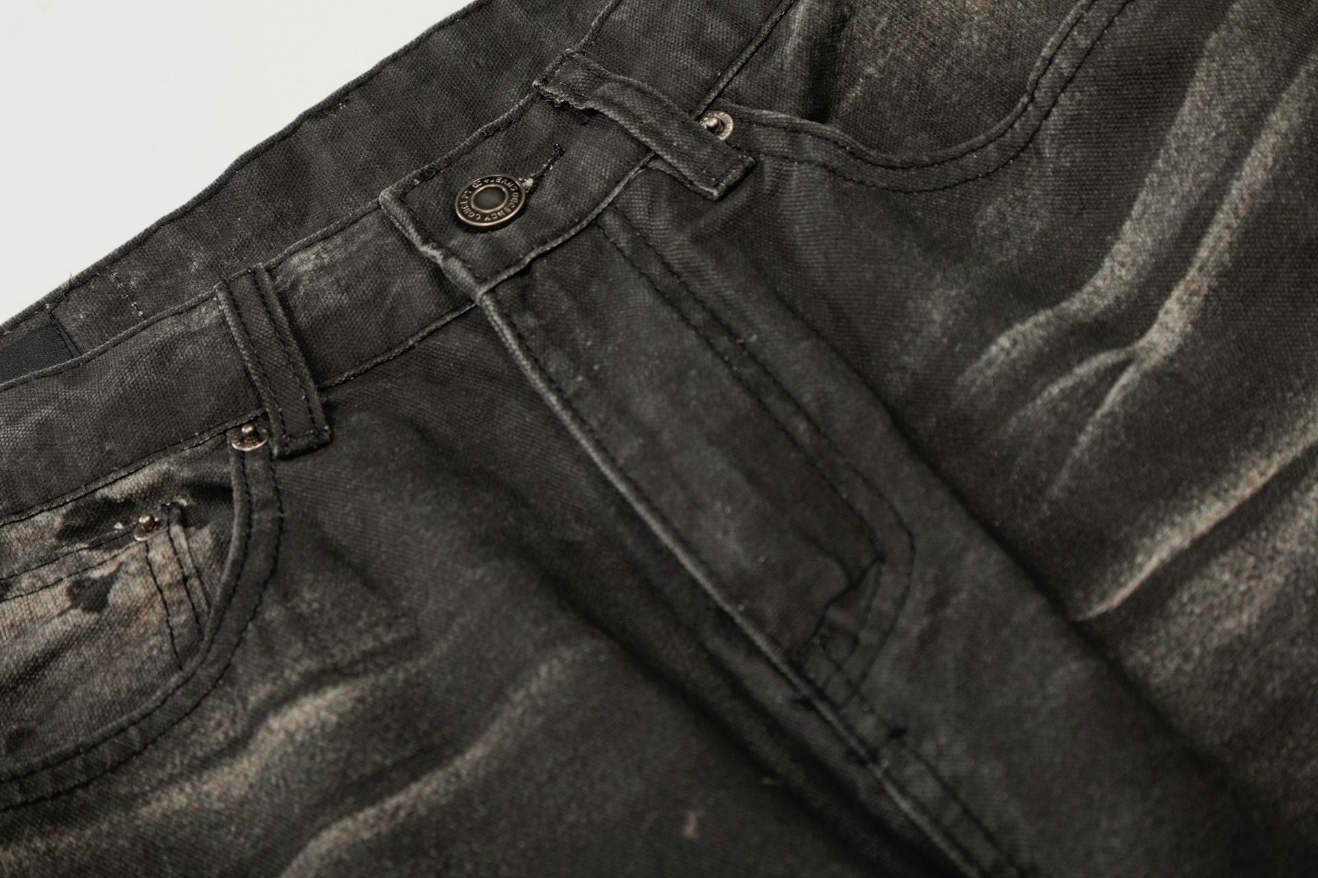 Washed Fade Whisker Wide Leg Straight Denim Jeans