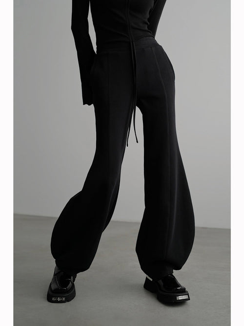 Balloon Hems Center Line Sweatpants - Black / M