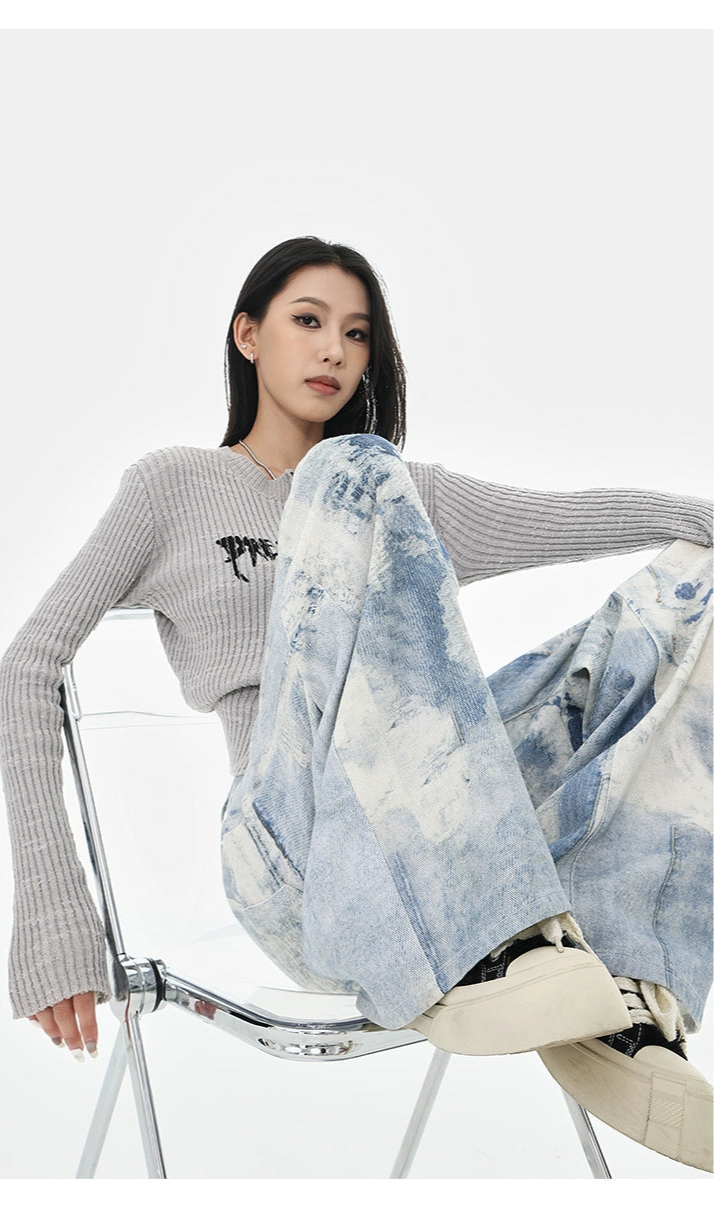 Jean large délavé tie-dye