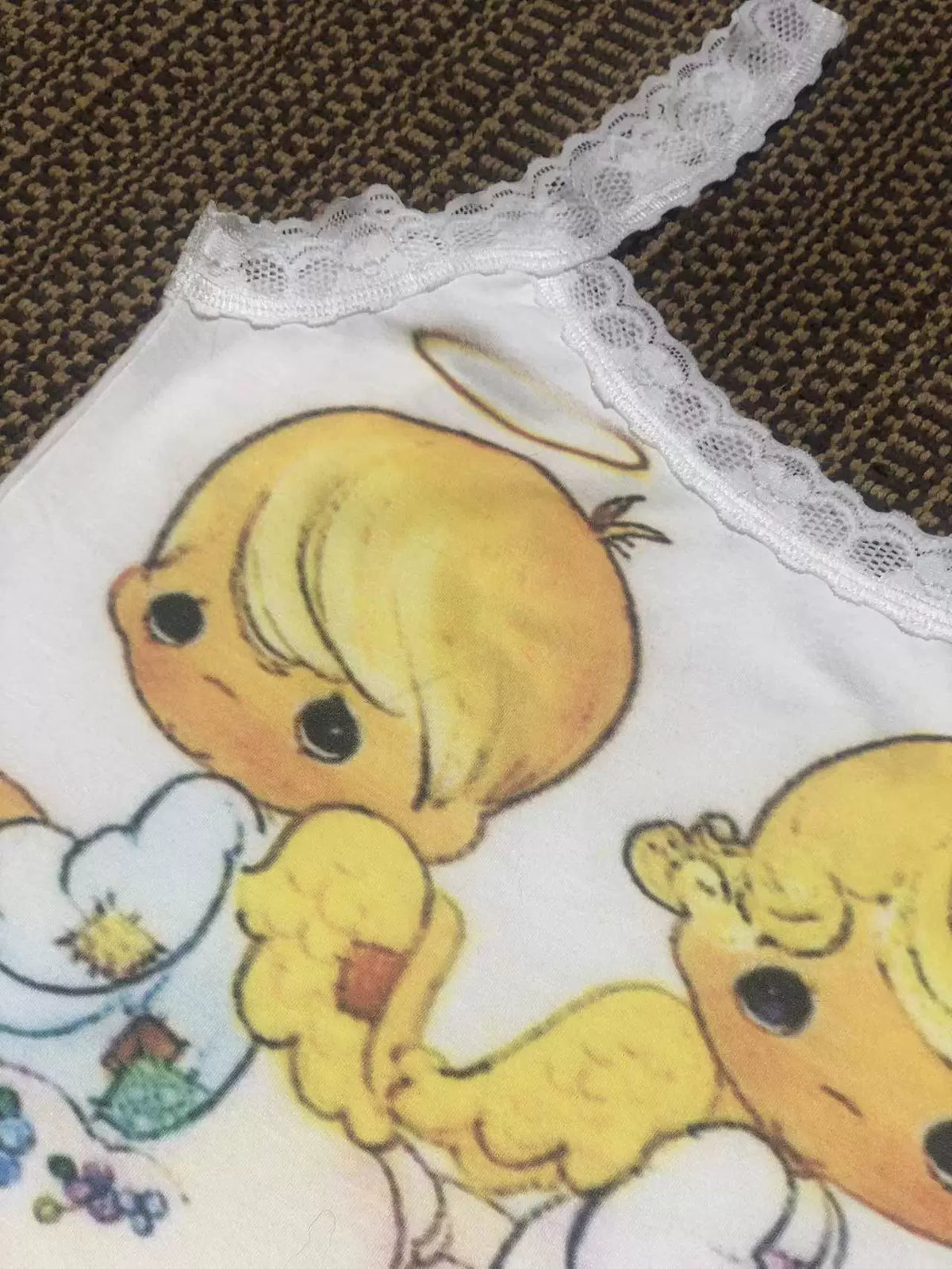 Angel Cartoon Print Lace Tank Top