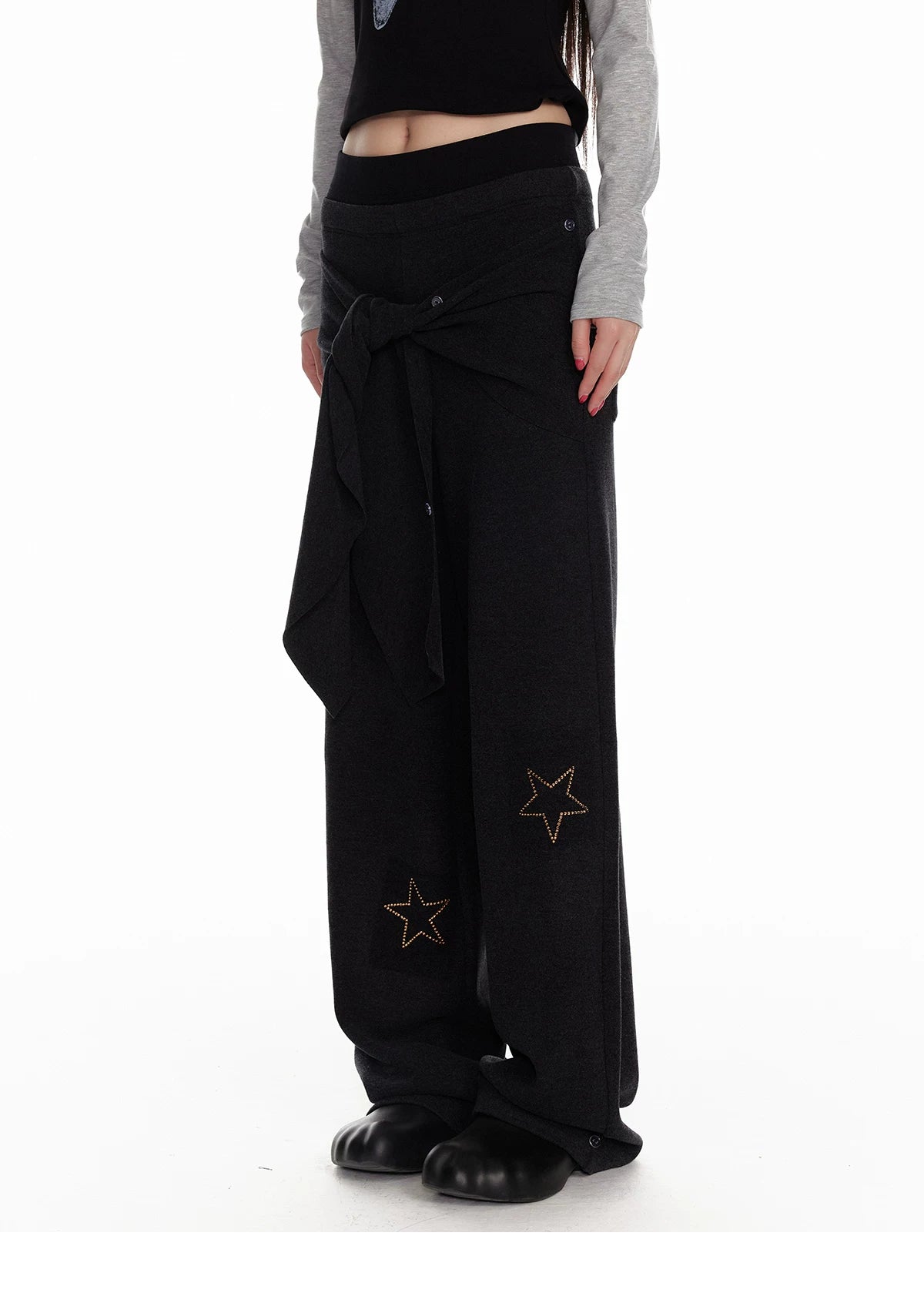 Horn Fur Collar Fuzzy Zipper Hoodie & Wide-Leg Pants Setup