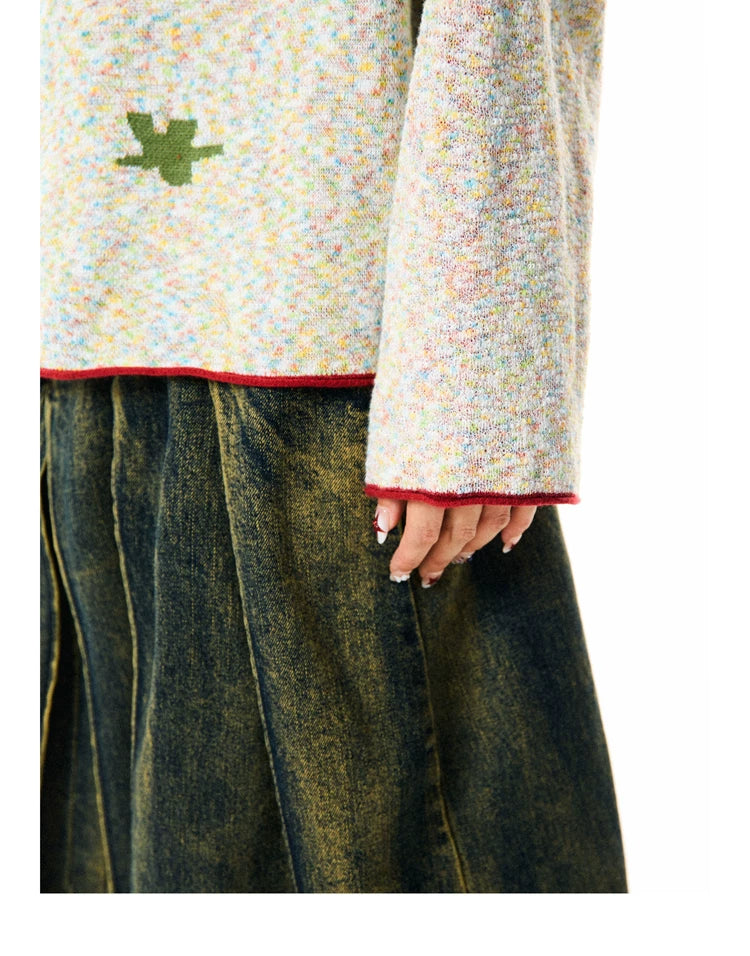 Fruit Pattern Knit Oversize Hoodie