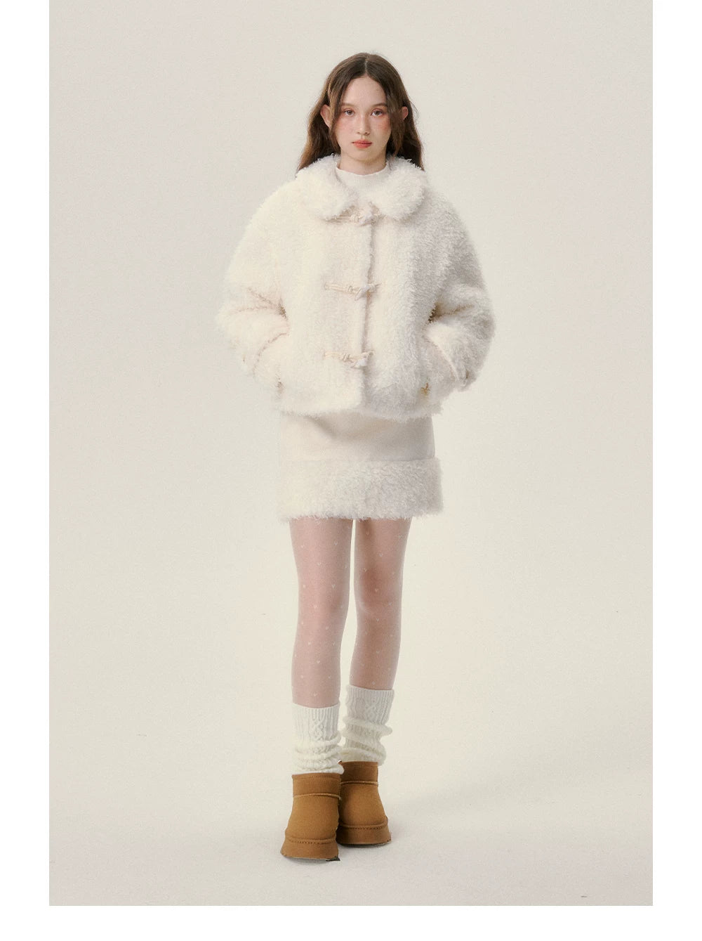 Fake Fur Hoodie & Short Skirt Setup