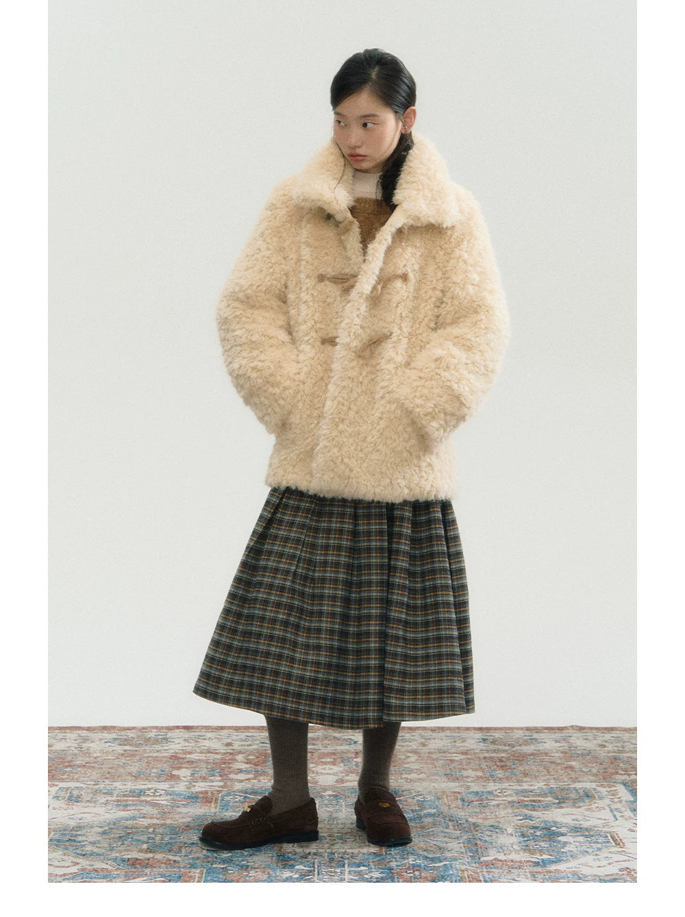 Fake Fur Turn-Down Collar Jacket